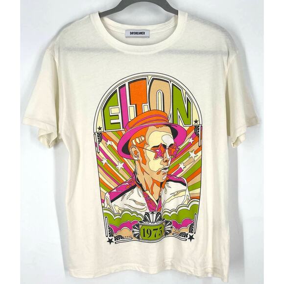 Daydreamer Elton John 1975 Boyfriend Tee White Small NWOT - Picture 5 of 6